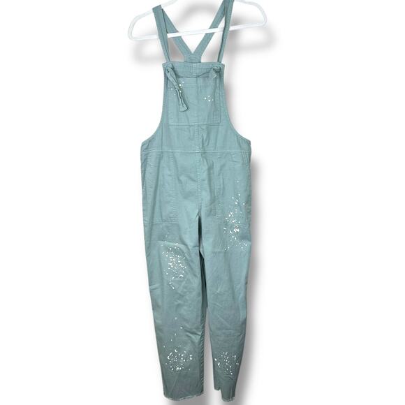 Aerie NWT Moody Mod Green Work & Play Twill Paint Splatter Cotton Overalls XS - Picture 1 of 13